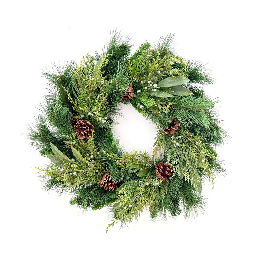 Juniper Cedar Pine Wreath - 24”