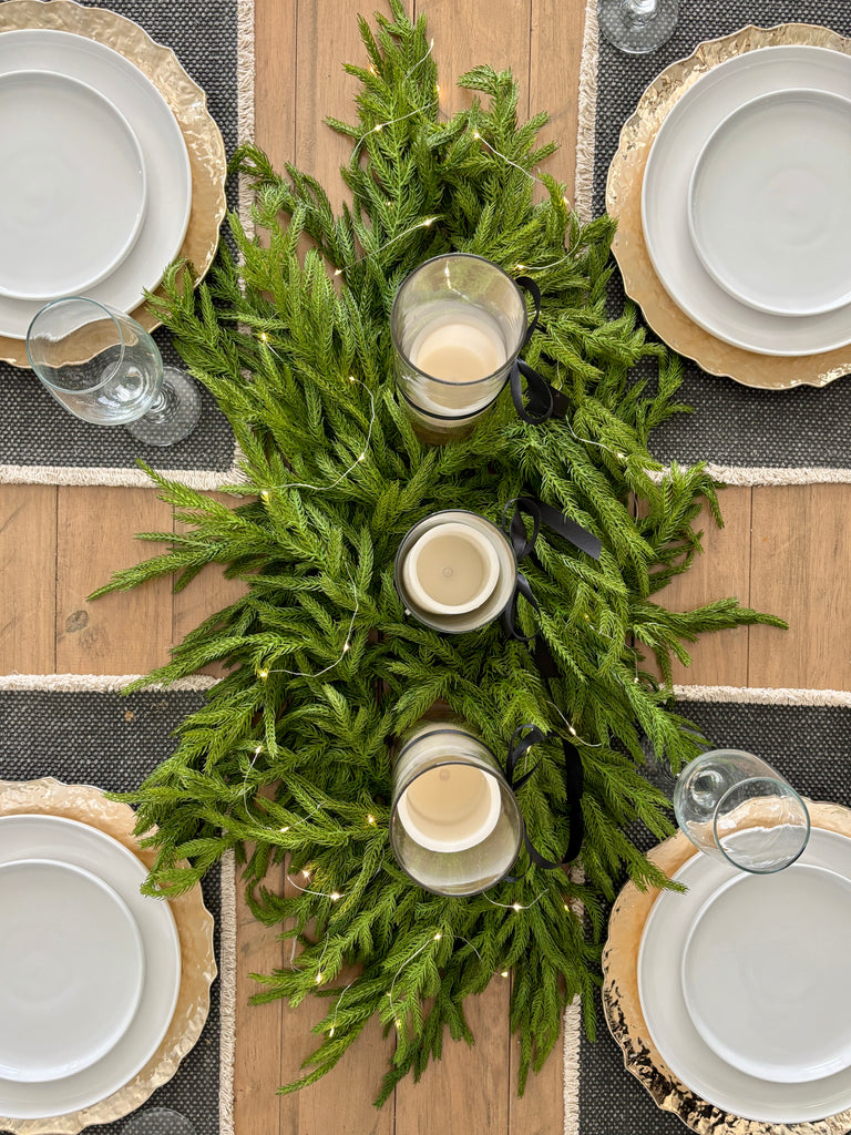 Norfolk Pine 3 Pillar Centerpiece - 36” - Cozy Cottontail