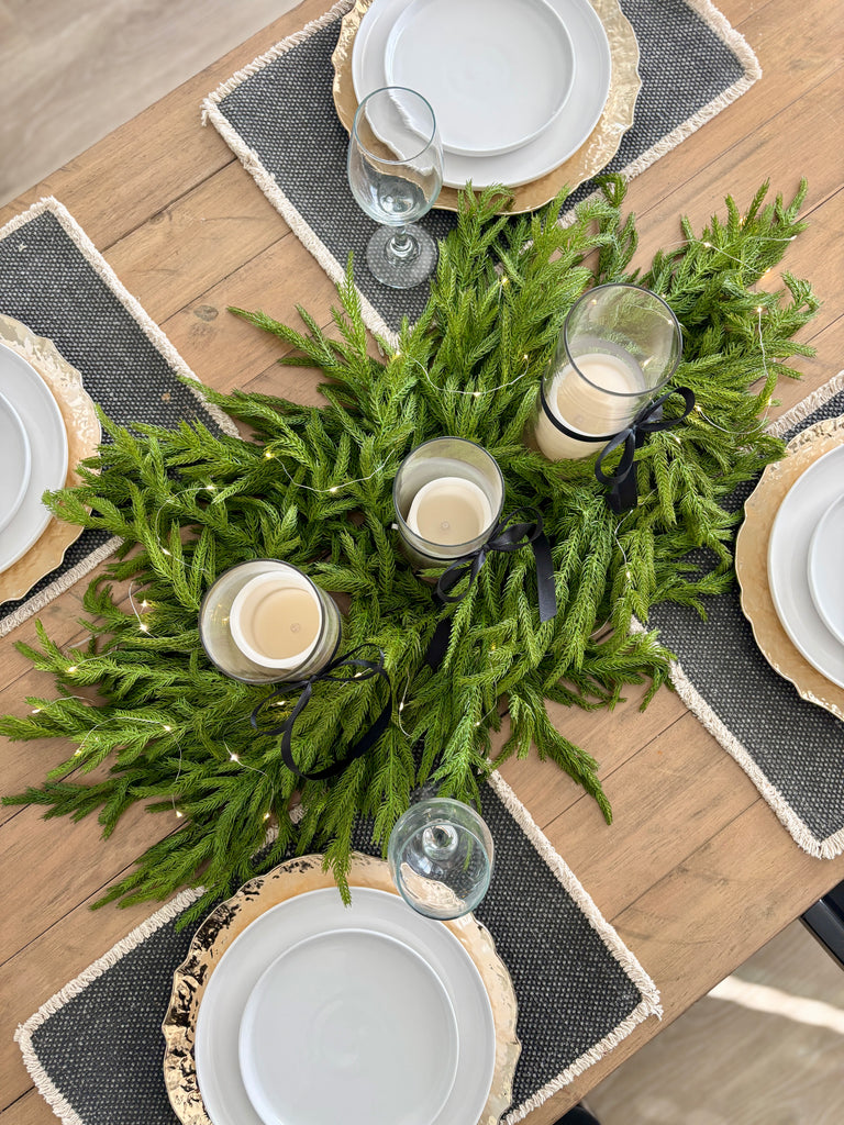 Norfolk Pine 3 Pillar Centerpiece - 36” - Cozy Cottontail