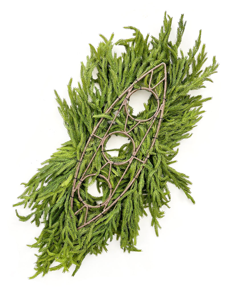Norfolk Pine 3 Pillar Centerpiece - 36” - Cozy Cottontail