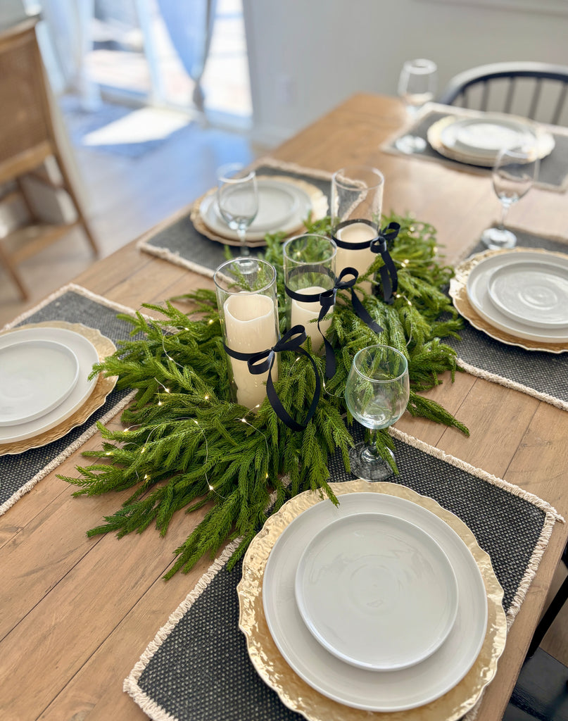Norfolk Pine 3 Pillar Centerpiece - 36” - Cozy Cottontail