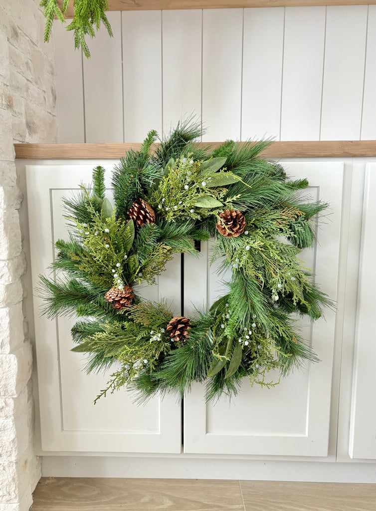 Juniper Cedar Pine Wreath - 24”