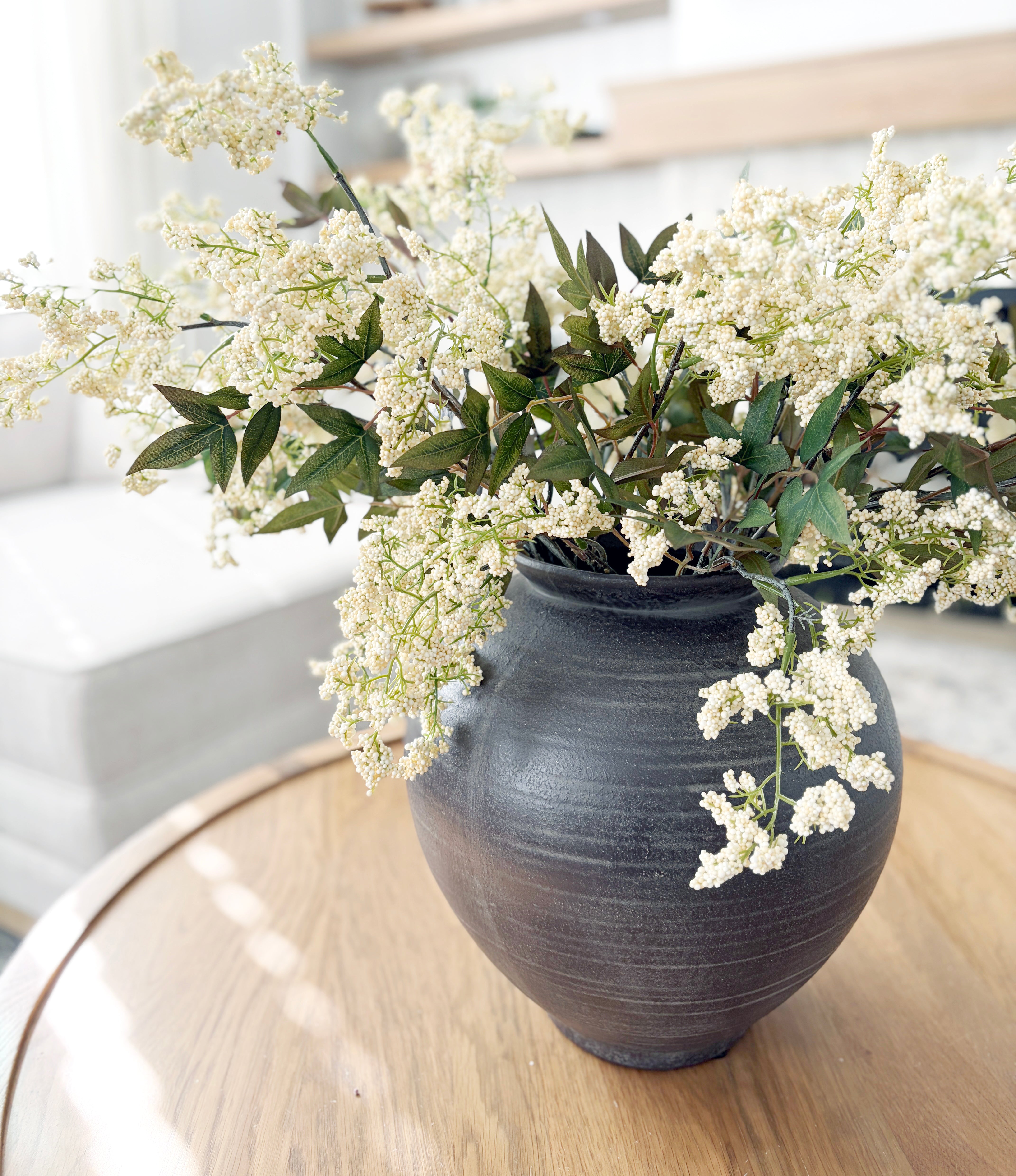 white berry lily Cream Wild Berry Plum Stem | Neutral Faux Floral Decor