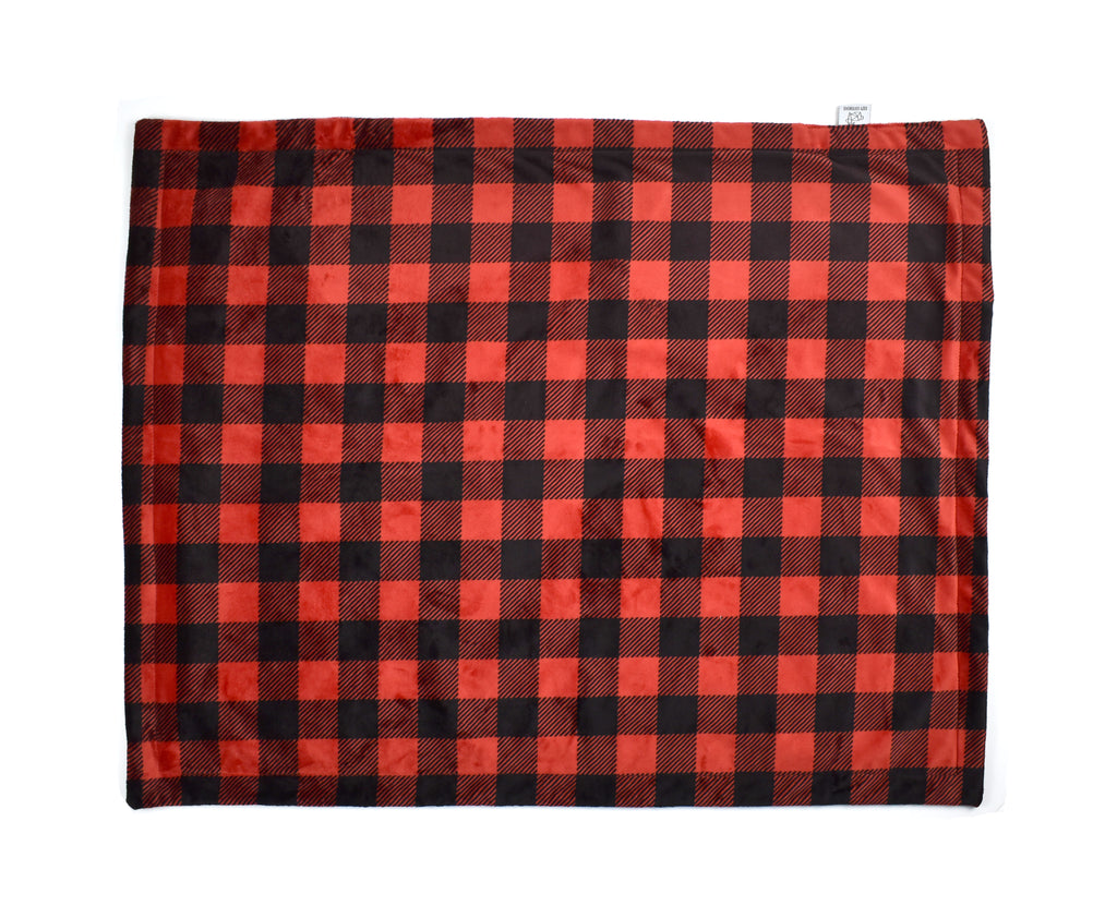 3-Layer Plush Minky Blanket | Red Buffalo Plaid - Cozy Cottontail