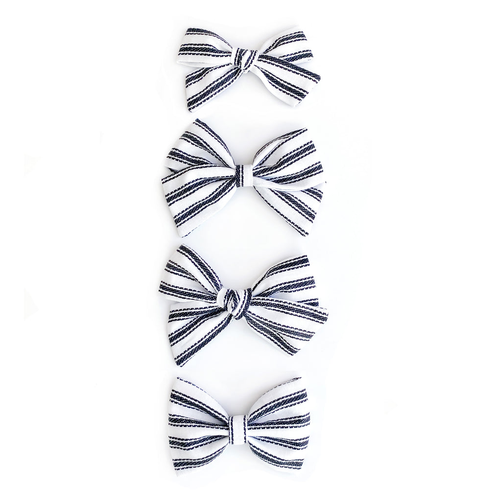 Black + White Stripe Bows - Cozy Cottontail
