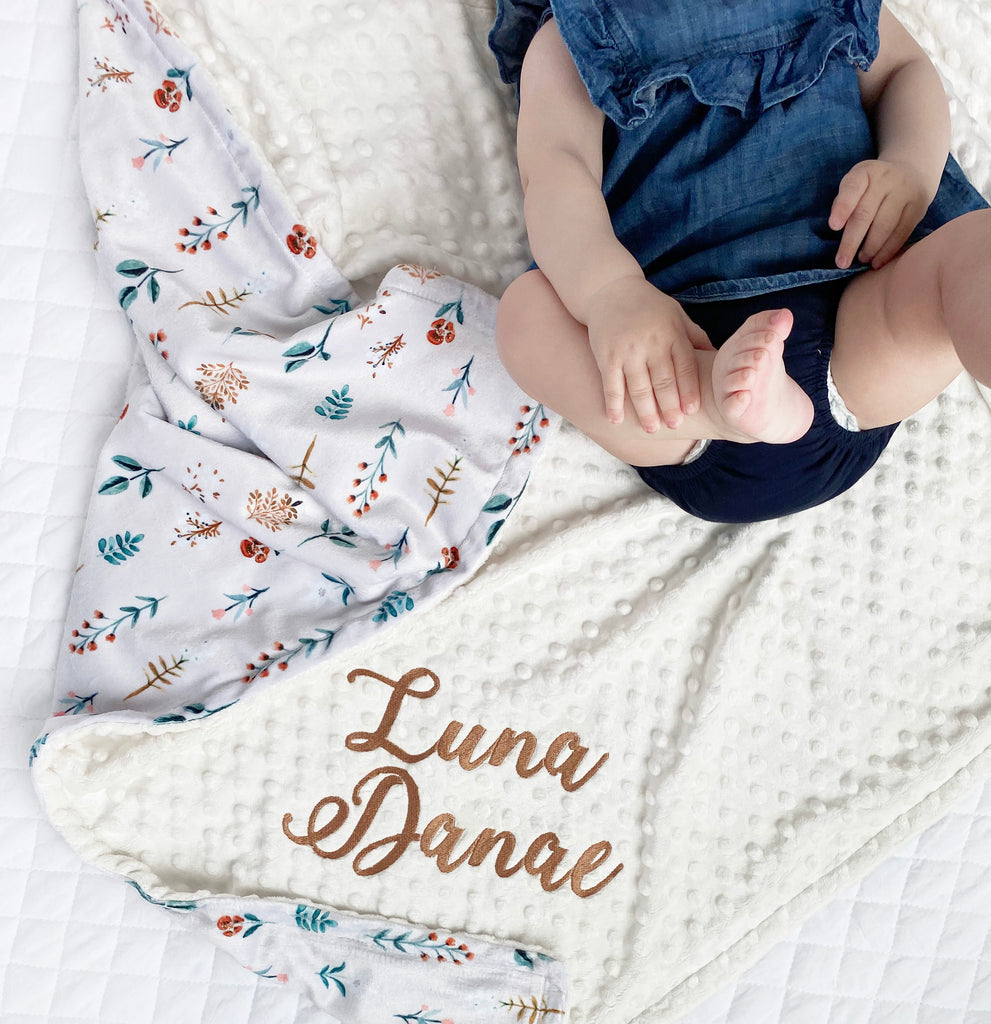 Personalized Minky Blanket | Watercolor Sunflowers - Cozy Cottontail