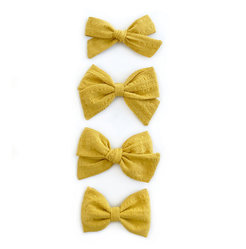Sunflower Yellow Linen Bows - Cozy Cottontail