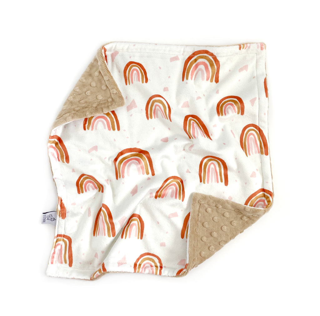 Minky Lovey | Terracotta Rainbows on Dots - Cozy Cottontail