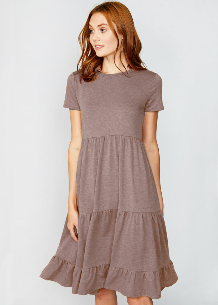 The Monica Tiered Dress | Mocha - Cozy Cottontail