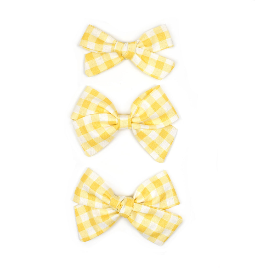 Yellow Gingham Plaid Bows - Cozy Cottontail